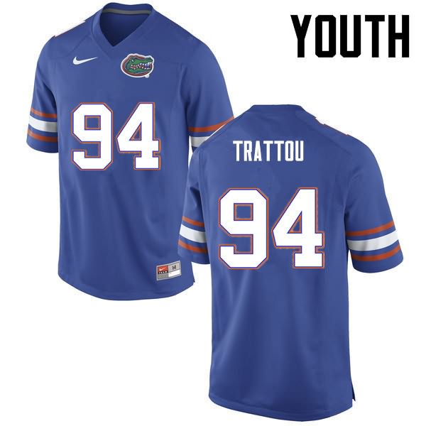 NCAA Florida Gators Justin Trattou Youth #94 Nike Blue Stitched Authentic College Football Jersey DXG0364DZ